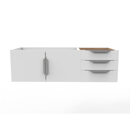 Castello Usa Alpine 48" Wall Mounted White Vanity Base with Brushed Nickel Handles CB-MC-48W-BN-VBO